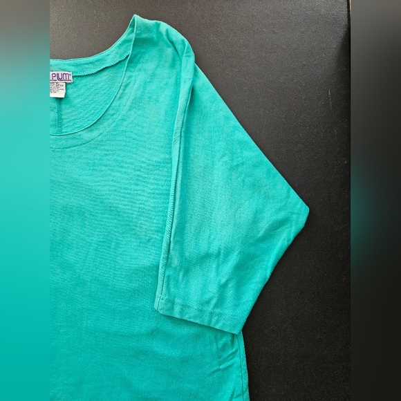 Vintage - Oversize Crop Top - Cotton - NWOT - Turquoise - Size XL - Picture 9 of 10
